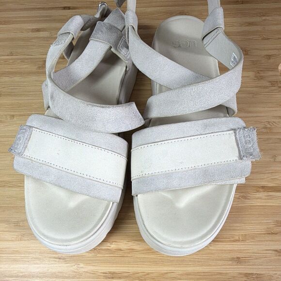 UGG Shoes - UGG Womens Suede Strappy Ankle Strap Hook & Loop Sandals Beige US 7